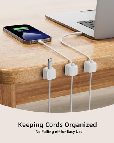 12 Pack Cord Organizer, Magnetic Cable Clips, Under Desk Management, White - Image 2