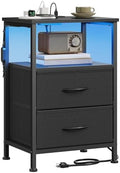 SONGMICS Nightstand with Charging Station, 2 Fabric Drawers by Unknown