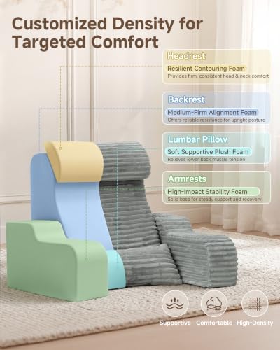 Foldable 5PCS Reading Pillow for Bed, Grey, 19” - Image 5