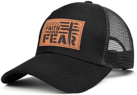 Hat for Men Women, Baseball Cap Gifts for Men Women, Adjustable Cotton Leather Patch Trucker Baseball Cap - Image 2