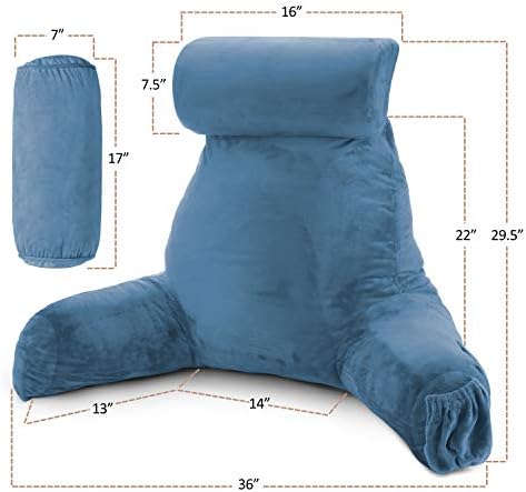 Nestl Reading Pillow with Portable Laptop Lap Desk - Shredded Memory Foam Back Support Pillow for Sitting Up in Bed and Couch Rest Pillows with Arms, Bed Tray Table with Foldable Legs, Blue Heaven - Image 2