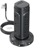TROND Semi-Retractable Power Strip Tower 10 ft for Easy Cable Management by TRONDOfficial