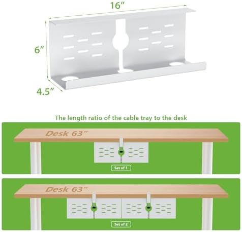 KEEGH 16 in Under Desk Cable Management Tray, Metal Cable Tary, 1 Pack - Image 5