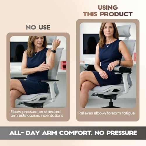 Chair Arm Pads for Office, Wheelchair and Gaming | Memory foam armrest pillows for desk, computer, gaming, office chairs, wheelchairs, and elbow support - Image 4