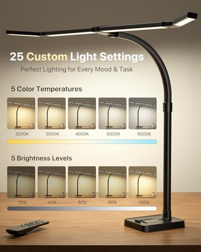 ONEMIX LED Desk Lamp with Base, 42-Inch 4-Panel Light for Dual Monitors - Image 5