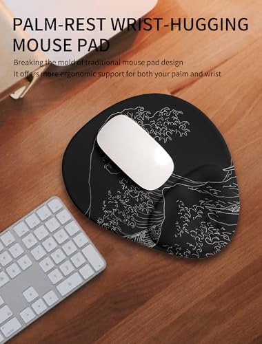 Palm-Rest and Wrist-Hugging Mouse Pad Wrist Rest, Ergonomic Wrist Support with Curve Fitting Cushioned Memory Foam for Carpal Tunnel Pain Relief, 9.9 x 8.3 Inch, Waves - Image 2