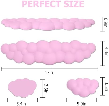 Cloud Wrist Rest Keyboard, PU Leather Wrist Rest for Computer Keyboard | Ergonomic Keyboard Wrist Rest with Memory Foam, Cute Mouse Wrist Rest for Gaming, Office, Computer, Typing Pain Relief, Pink - Image 6