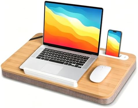 wishacc Portable Lap Desk Tray, Natural Wood, Large 21.1 x 12.9 Inch, for Home Office by wishaccDirect