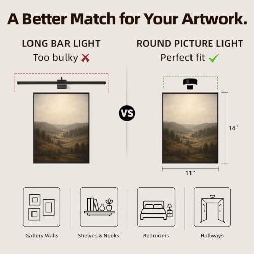 EZVALO Picture Lights for Wall, 2000mAh Rechargeable Battery Magnetic Poster Lights with 3 Color Temps & 12 RGB, Remote Dimmable Timer Painting Light, Wall Decor Light for Art Display, Frame (6 Pack) - Image 3