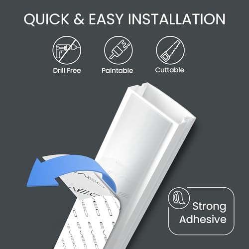 EVEO Cord Hider - 300” Cord Cover Wall Cable Hider, Cable Concealer, Wire Hiders for TV on Wall. Cable Management, Cord Hider Cable Raceway Wire Covers for Cords (White, Large) - Image 3