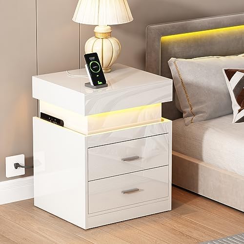 ChooChoo LED Nightstand with Charging Station and Sliding Storage - Image 7