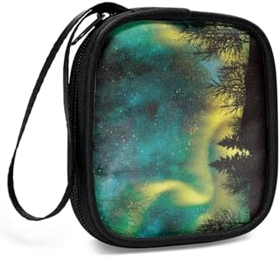Green Starry Night Tree Carrying Earphone Case Pouch Storage Bag Holder-Earbud Case Mini Pouch Headset Storage Case Bags for Headphone, Bluetooth - Image 3