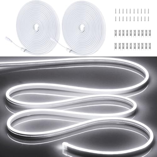 32.8FT/2PCS/10M/White Neon Light Strip - Flexible and Waterproof LED Rope Light with Installation Accessories for Indoor & Outdoor Decoration【Adapter Not Included】 OWO by OWOFYDRForprofessional