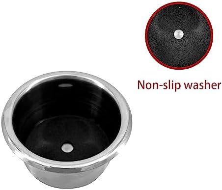 ISURE MARINE 4Pcs 3" Stainless Steel Drop-in Anti-Spill Cup Holder with Non-Slip Washer,Heavy Duty Poker Table Cup Holder Inserts Fits Standard Soda Can for Desk, Boats, RV Cars & Trucks - Image 4