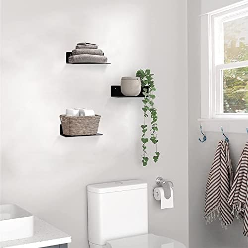 9 Inch Acrylic Floating Shelf No Drill Adhesive Wall Shelf Set of 4 for Funko Pop Storage, Floating Shelves Damage-Free Expand Wall Space for Living Room, Bathroom, Gaming Room, Office - Black - Image 2