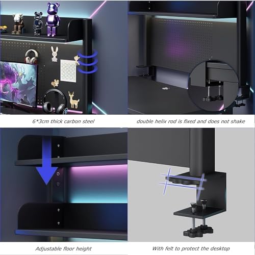 Pegboard Wall Organizer Panels.Clamp-On Desk Shelf, Adjustable Desk Extender with Pegboard, Office & Gaming Desk Accessories, Privacy Panel, Fits 23.6n Desktops, Black - Image 4