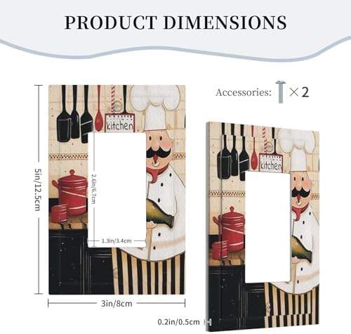 Decorative Outlet Covers Cartoon Fat Happy Chef Cook 1 Gang Rocker Light Switch Covers Single Gfci Wall Plate Electrical Receptacle Switchplate Plug Faceplate for Farmhouse Kitchen Decor - Image 5