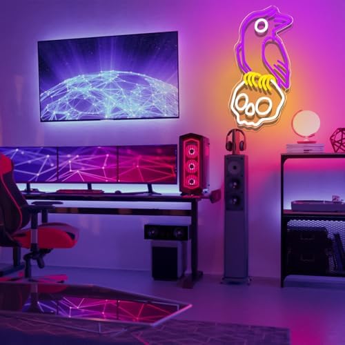 Crow Skull Neon Sign for Wall Decor Dimmable Skull Light Horror Neon Signs Skull Neon Light for Man Cave Beer Bar Game Room Party Crow Decor Gifts - Image 6
