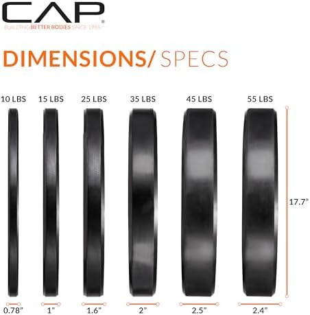 CAP 2-inch Olympic Bumper Plate Weight Set | 100-370 lbs | Multiple Colors | Storage Rack Optional - Image 3