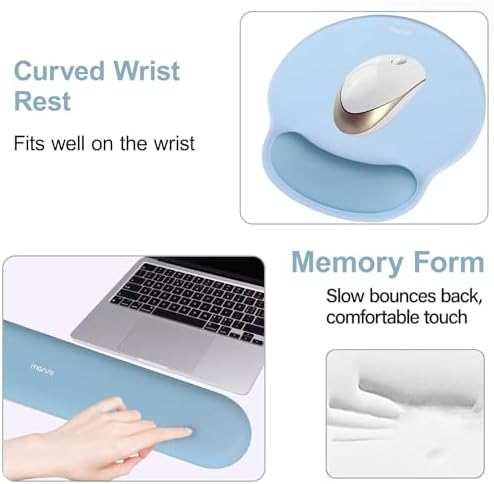 MOSISO Wrist Rest Support for Mouse Pad&Keyboard Set, Air Blue - Image 4