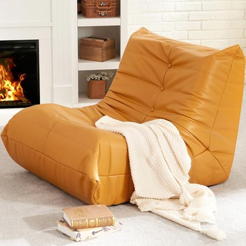 Hobestluk Bean Bag Chair Leather Togo Chair Memory Foam Living Room Adult | Medium Black,Ergonomic Design,Floor Chair,Waterproof,Easy Clean,Anti-slip Bottom,No Assembly Required,For Bedroom Reading by YourHomeDeservesMore