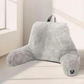 Nestl Fur Reading Pillow, Stylish Back Pillow for Bed Sitting Up, Faux Fur Bed Chair Pillow with Arms, Reading Pillows for Sitting in Bed Adult & Kids, Back Support Pillow for Bed Rest - Light Grey by Nestl