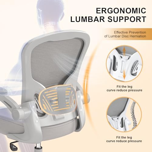 Synorla Office Chair|Ergonomic Desk Chairs 330LBS Capacity | Flip-up Armrests,Mesh Computer Chair,High Back,Comfy Work,Adjustable Lumbar Support - Image 6
