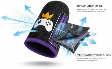 King of The Game - Improved Materials Gaming Finger Sleeves (6 Pack) for Touch Screens and Controllers. Skin-Protective, Ultra-Sensitive, Sweat-Resistant, Breathable and Stretchable. (Purple) - Image 5