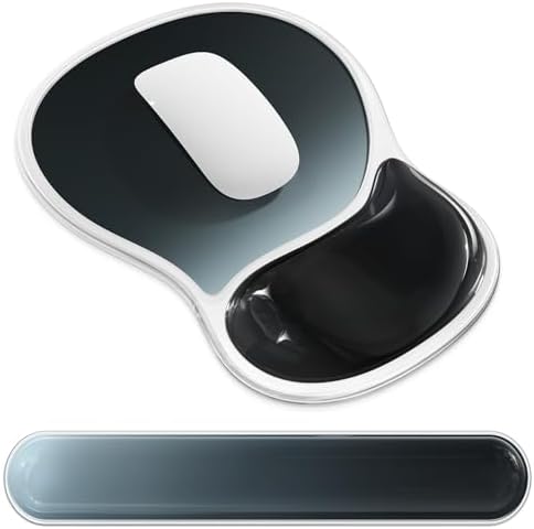 AKIT Ergonomic Gel Mouse Pad & Keyboard Wrist Rest Set, Non-Slip, Black | Gel Wrist Support for Typing Comfort Non-slip Base Fits Standard Keyboards and Mice Reduces Fatigue During Long Work Sessions by AKITHomeGarden