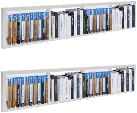 2 Pcs 34Inch CD DVD Storage Shelf Wall Mount Media Storage Rack,Video Game Organizer Shelf,White Floating Shelves for Home Bedroom Living Room Office by KONGKUNI