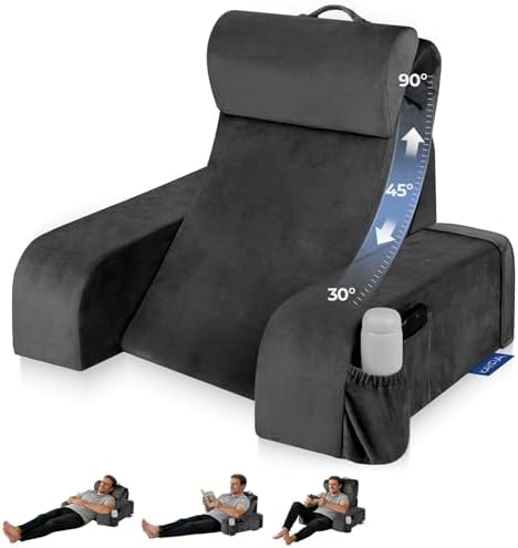 Kayfia Reading Pillow, 30-90° Stepless Adjust Angle & Height, Large, Black by Kayfia