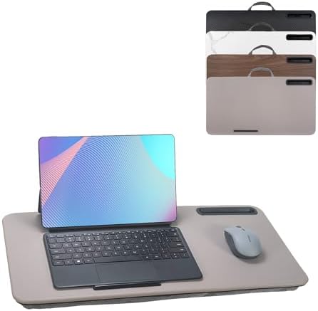 Portable Laptop Desk Fits Up to 16“ Laptops, with Tablet Slot, Built-in Cushion, Great for Home & Office,Lap Desk for Laptop,Lap Desk with Cushion (Gray, Large) by YUELAKE