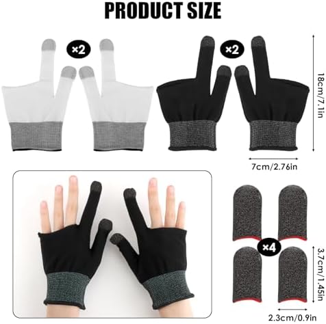8 Pcs Gaming Gloves for Sweaty Hands, Silver Fiber Thumb Gloves - Image 2