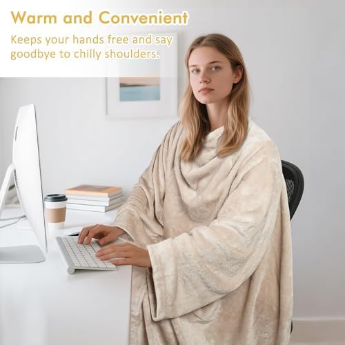 Catalonia Wearable Blanket with Sleeves for Women & Men, Fleece Wrap Throw - Image 4