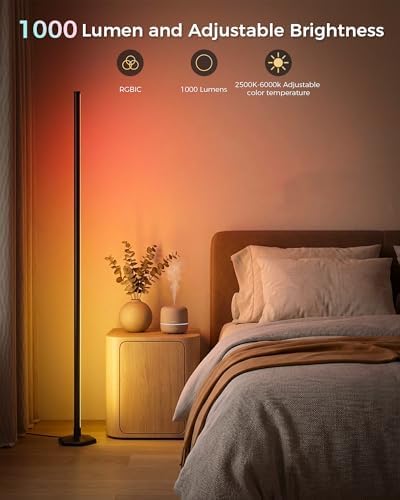 Corner Floor Lamp, 65" RGB Color Changing led Floor lamp with APP and Remote Control, Dimmable Mood Light Corner Light with Music Sync, DIY Mode & Timing for Living Room Gaming Room - Image 3