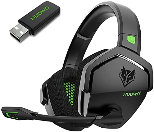 NUBWO G06 Dual Wireless Gaming Headset with Microphone for PS5, PS4, PC - 23ms Low Latency Audio - 100-Hour of Playtime - 50mm Drivers (Black-Green) by NUBWO