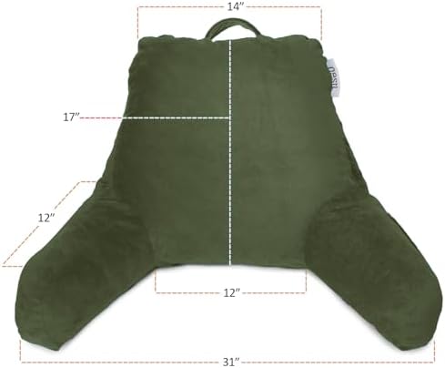 Nestl Reading Pillow with Portable Laptop Lap Desk - Shredded Memory Foam Back Support Pillow for Sitting Up in Bed and Couch Rest Pillows with Arms, Bed Tray Table with Foldable Legs, Olive Green - Image 2
