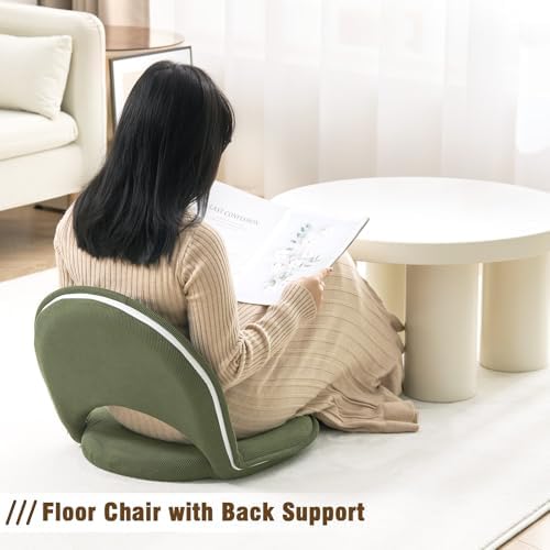 YOUKEEEJOJO Floor Chair 5-Position Adjustable Back Support Chair Foldable Camping, Floor Lounger,Corduroy Fabric, Video-Gaming Reading Watching, Indoor Outdoor Use(Green) - Image 6