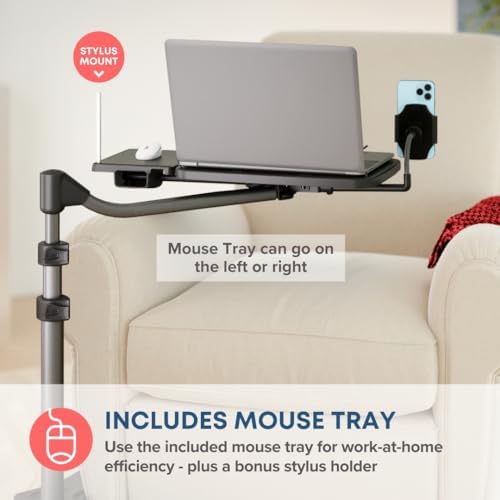 LEVO G2 V16 Rolling Laptop Stand with Mouse Tray and Phone Holder - Image 3