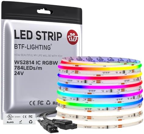 BTF-LIGHTING 24FT WS2814 Smart IC RGBW 4000K DC24V COB LED Strip Light by BTF-LIGHTING