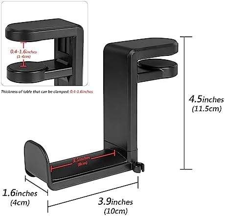 GEEKRIA Under Desk Headphone Stand, 360° Rotating Gaming Headset Hook Mount, Adjustable Headphone Holder Compatible with Bose Sony AKG JBL Sennheiser B&O (Black) - Image 2