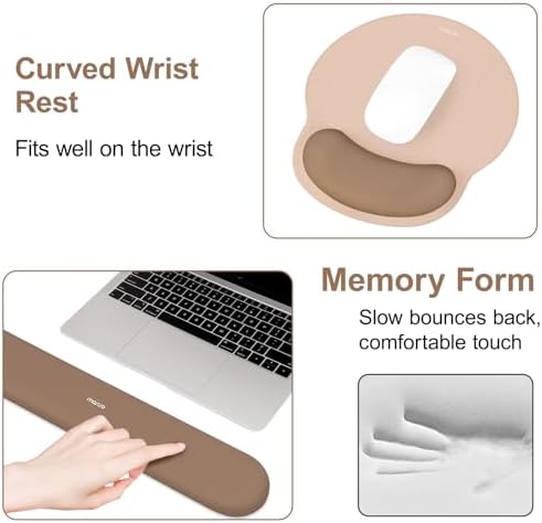 MOSISO Wrist Rest Support for Mouse Pad&Keyboard Set, Mocha - Image 5