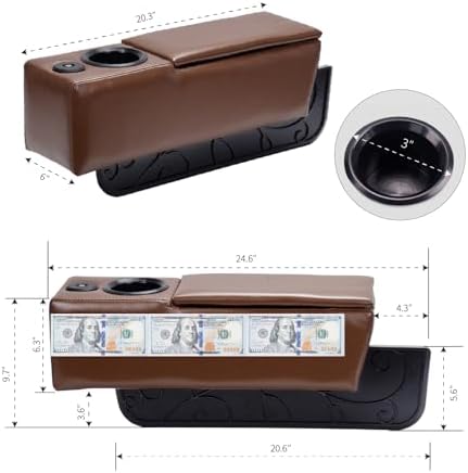 Sofa Armrest with Cup Holder, PU Leather Multifunctional Couch Arm Rest Insert, Removable Couch Caddy with Storage, Equipped with LED Reading Light & Wireless Charge Stand - Image 2
