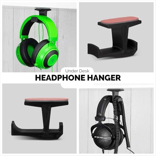 Headphone Stand (2 Pack) Under Desk Hanger for Headphones, Gaming Headsets, Mobiles Accessories, Stick On, No Screws, Black - Image 4