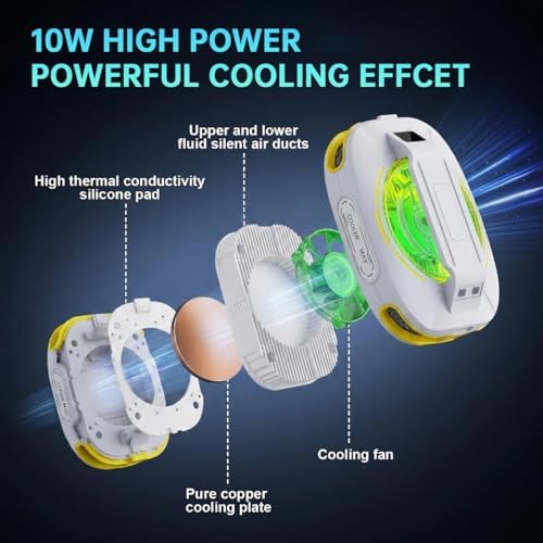 Phone Cooler for Gaming, Magnetic Rechargeable Silent Cooling Fan with RGB Lights, Semiconductor Radiator for iPhone & Android, Low Noise Phone Radiator for TikTok Live - Image 6