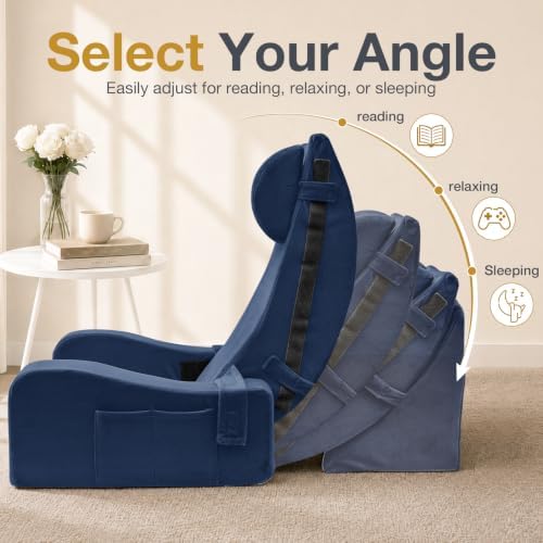 Sasttie 15-25 inch Adjustable Reading Pillow with Armrests, Navy - Image 3