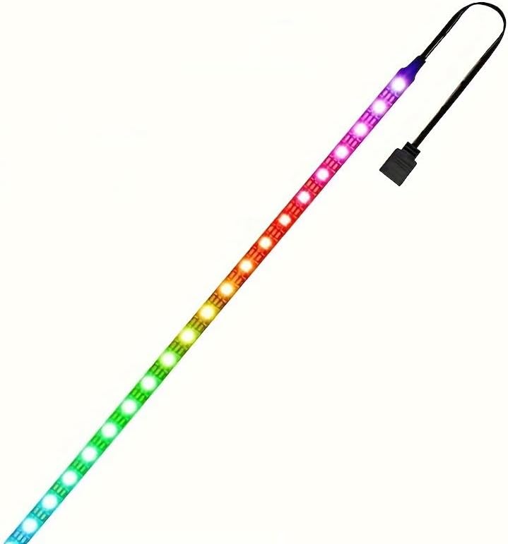RGB Strip Light for PC Case, 19.7in 30LEDs Addressable LED Strip for Motherboard 5V 3-Pin Header Gaming Case DIY Lighting by niccryle