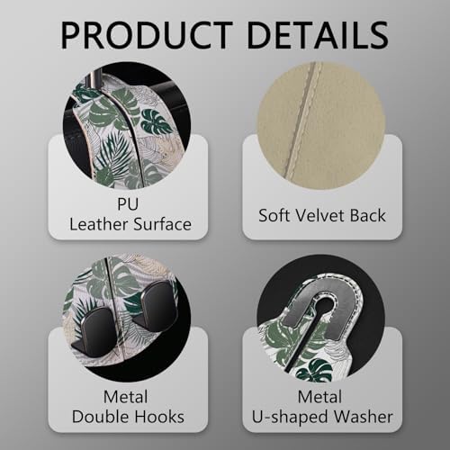 Blusabaca 2PCS Car Seat Headrest Hooks, Purses Bags Holder, Tropical Leaf - Image 4