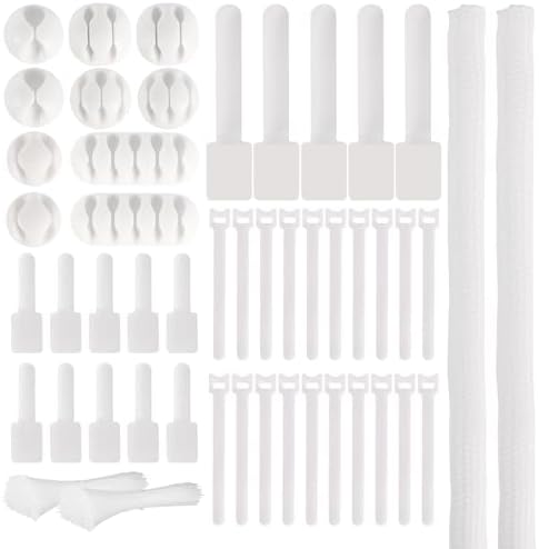 137PCS Cable Management Kit 4 Cable Sleeve Split 100 Cable Zip Ties 10 Cable Clips 15 Adhesive Wall Cable Tie 10 Cable Zip Tie for TV Computer Office Home Under Desk by AOOTOOSPORT