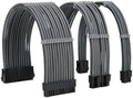 Formulamod Sleeved PSU Cable Extension Kit - Set a, 18AWG Braided ATX 24-Pin/Dual PCIe 8-Pin/CPU 8-Pin for Mainstream Gaming Builds, with Cable Combs (Grey) by Formulamod